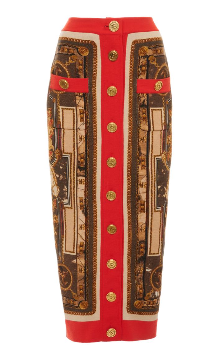Moda Operandi Balmain Printed Crepe Skirt