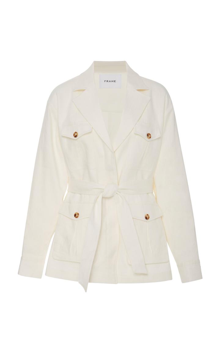 Frame Belted Cotton And Linen-blend Jacket