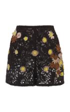 Moda Operandi Valentino Floral Lasercut Cotton-blend Shorts