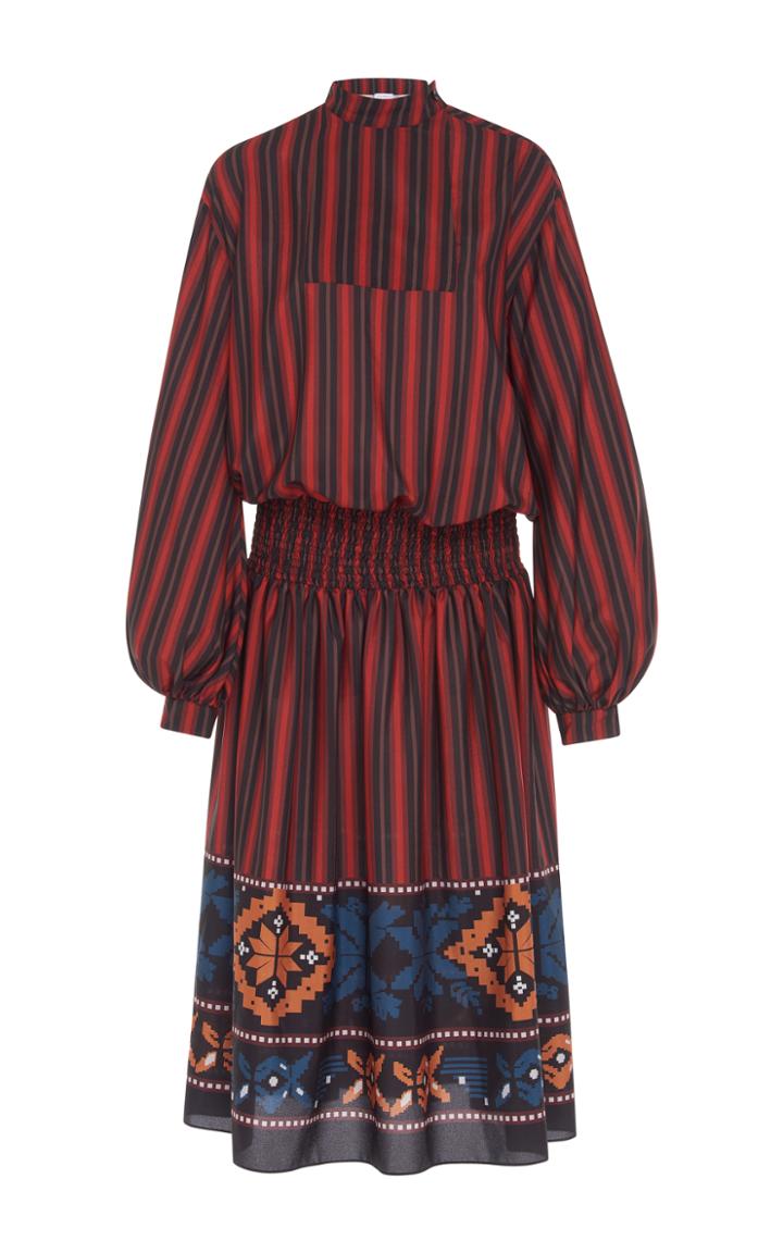 Stella Jean Smocked Waist Striped Dress
