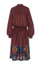 Stella Jean Smocked Waist Striped Dress