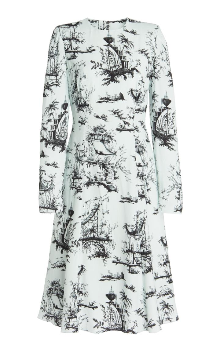 Moda Operandi Erdem Gisella Floral Print Tie-back Silk Dress