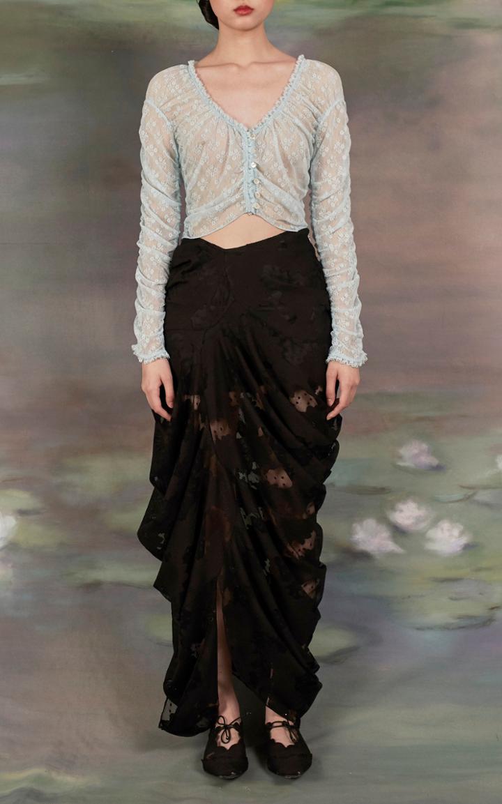 Moda Operandi Yuhan Wang Draped Lace Maxi Skirt