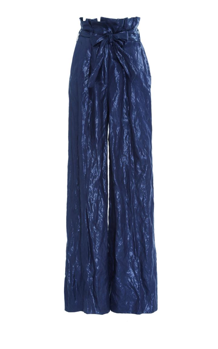 Gabriela Hearst Thomazia Wide-leg Metallic Cotton-blend Pants
