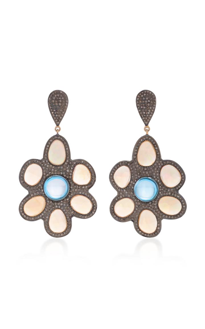 Sanjay Kasliwal Indorussian Opal Flower Earrings