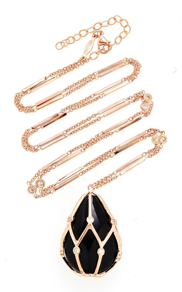 Jacquie Aiche Diamond Bezel Onyx Cage Necklace