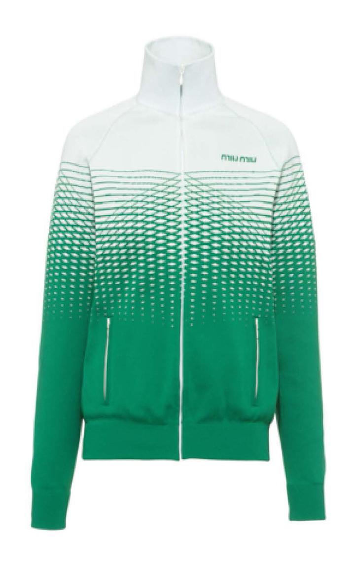 Moda Operandi Miu Miu Intarsia Knit Zip Jacket