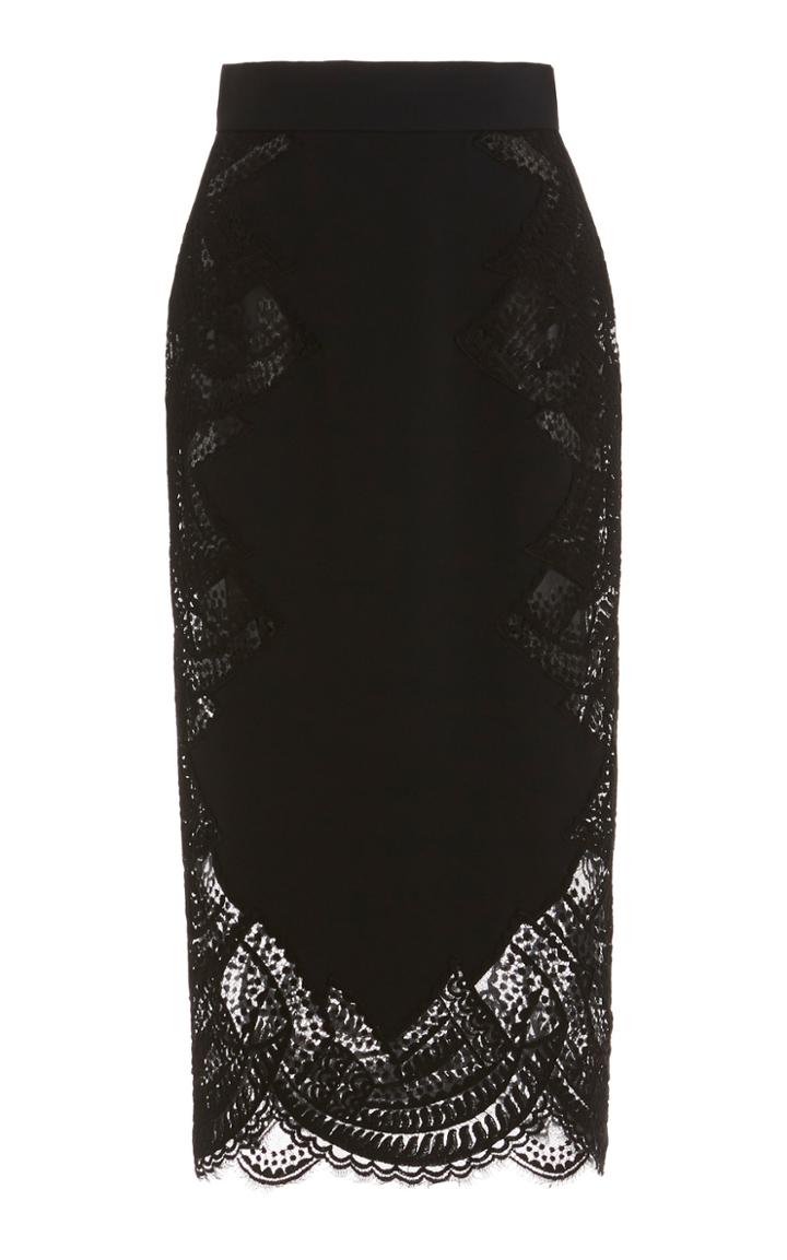 Moda Operandi Zuhair Murad Lace-detailed Crepe Pencil Skirt