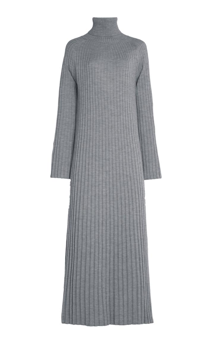 Moda Operandi Loulou Studio Oristano Ribbed Wool Turtleneck Sweater Dress