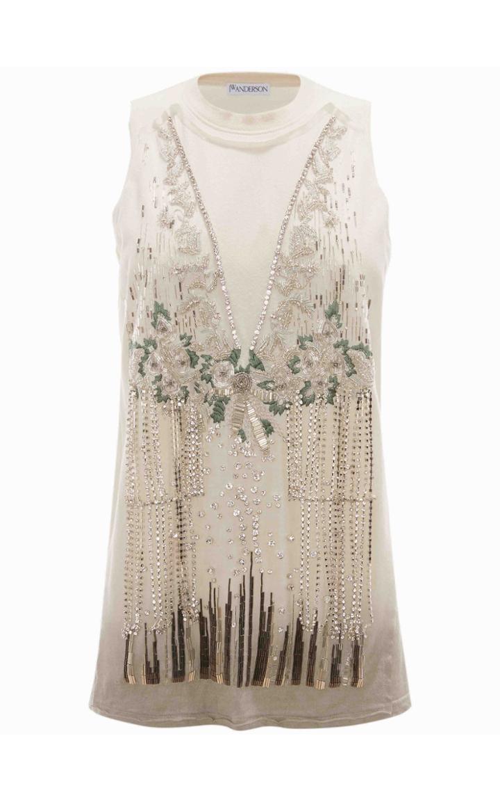 Moda Operandi Jw Anderson Embellished Cotton-silk Tank Top