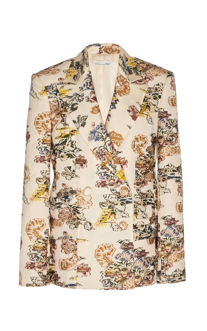 Oscar De La Renta Embroidered Brocade Blazer