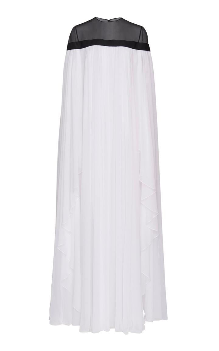 Carolina Herrera Winged Silk Cape Gown