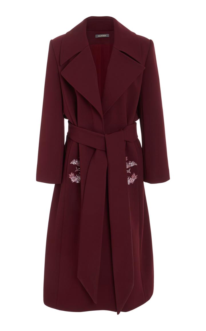 Zac Posen Bonded Crepe Trench Coat