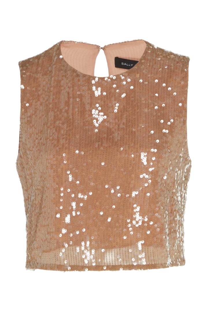Sally Lapointe Sequin Viscose Cropped Tank