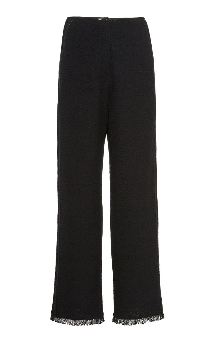 Nanushka Kyra Frayed Cotton-blend Straight-leg Pants