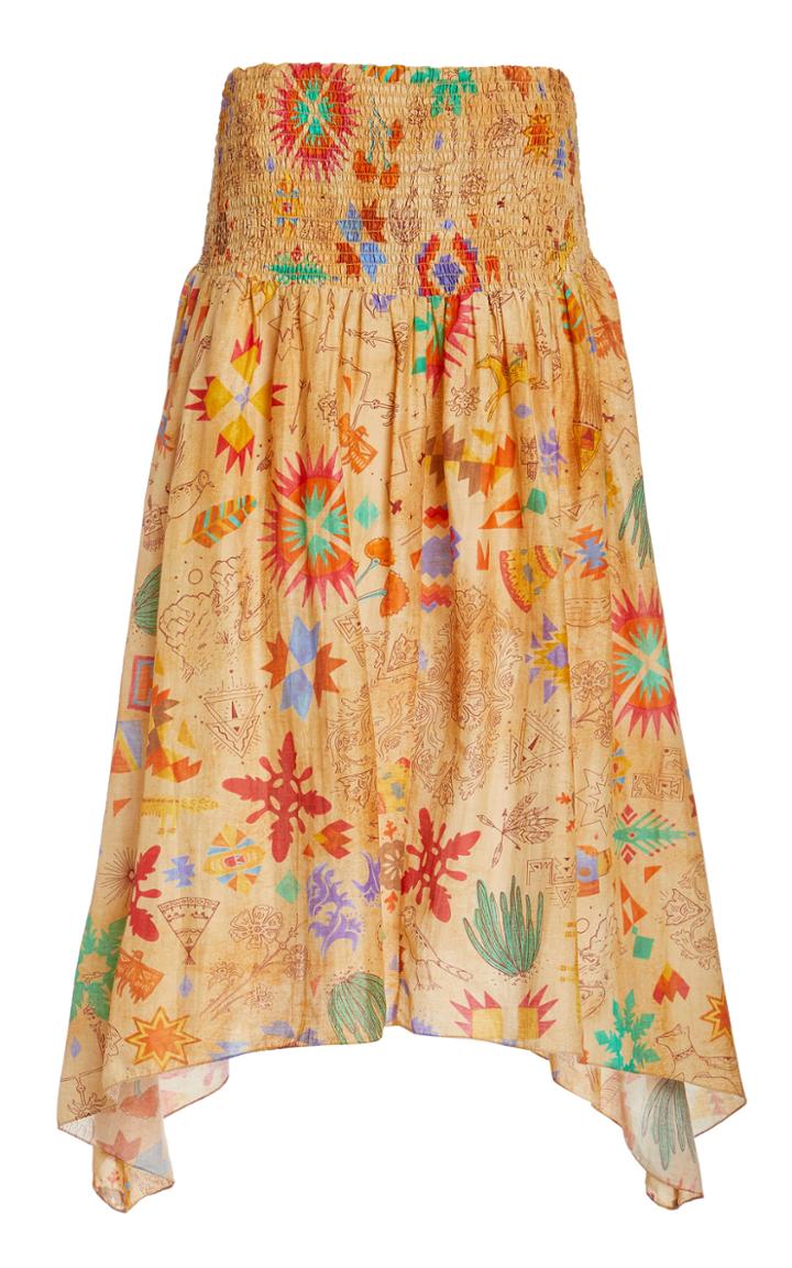 Moda Operandi Chufy Saqui Printed Cotton Silk Voile Midi Skirt