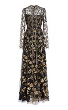 Moda Operandi Lela Rose Floral-embroidered Tulle Gown