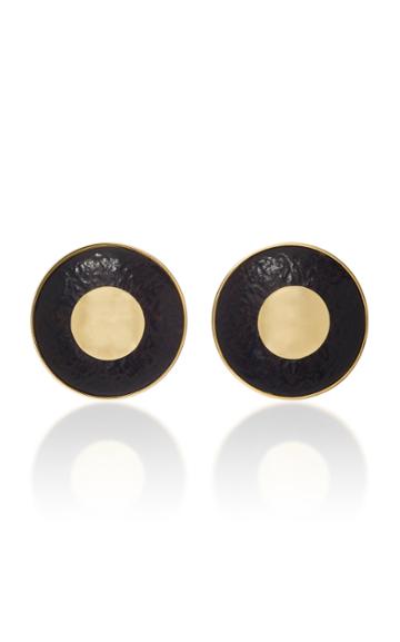 Antonia Miletto 18k Yellow Gold And Ebony Wood Button Earrings