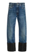 R13 Axl Leather-cuff High-rise Straight-leg Jeans