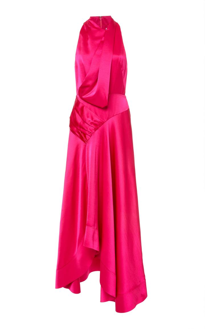 Acler Palmera Asymmetric Satin Cocktail Gown