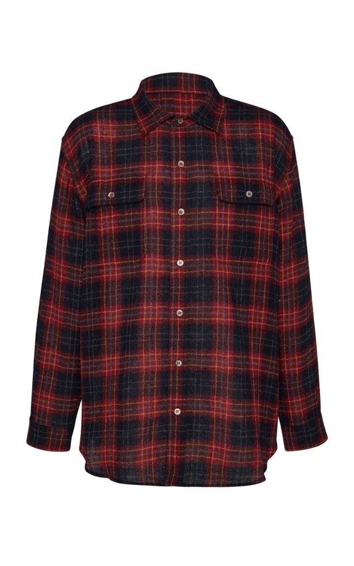 Lost Daze Quiet Night Printed Plaid Wool Shirt