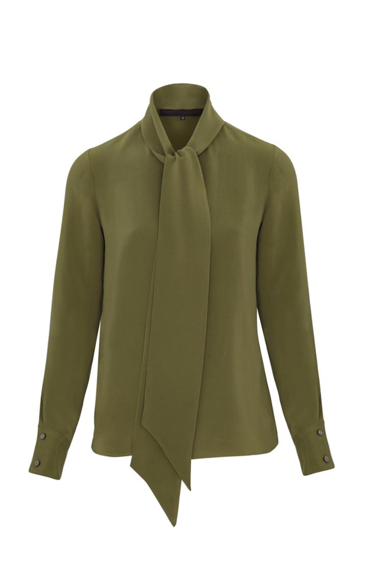Moda Operandi Martin Grant Limited Edition Stretch-silk Tie-neck Top
