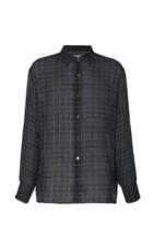 Federico Curradi Contrast-button Plaid Flannel Shirt Size: 46