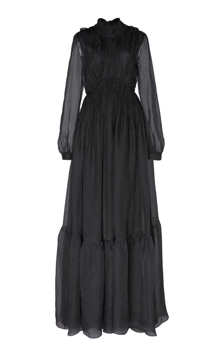 Rochas Gathered Silk Organza Gown