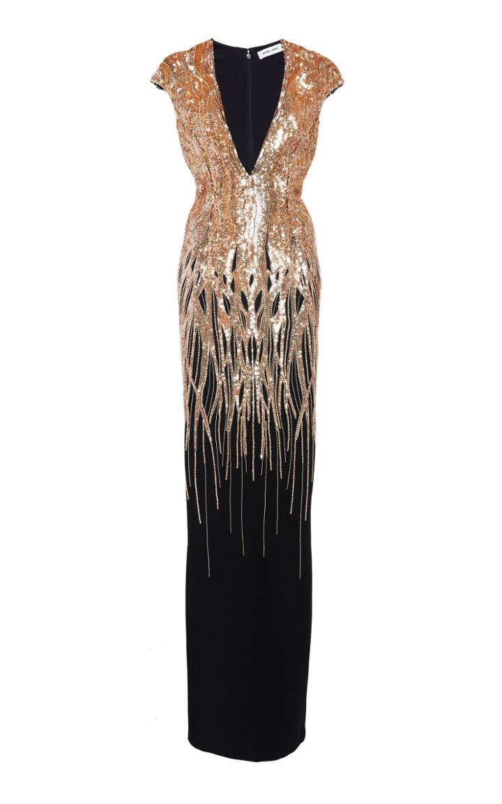Pamella Roland Sequined Stretch Crepe Gown