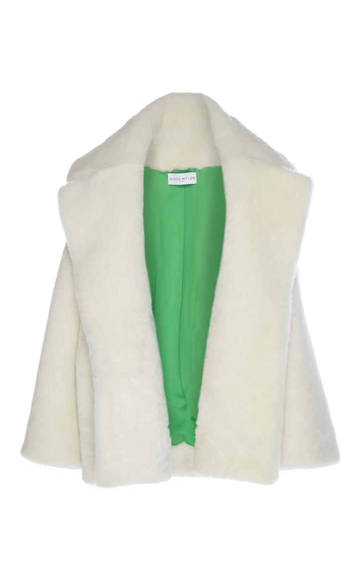 Wanda Nylon Overlay Shearling Coat