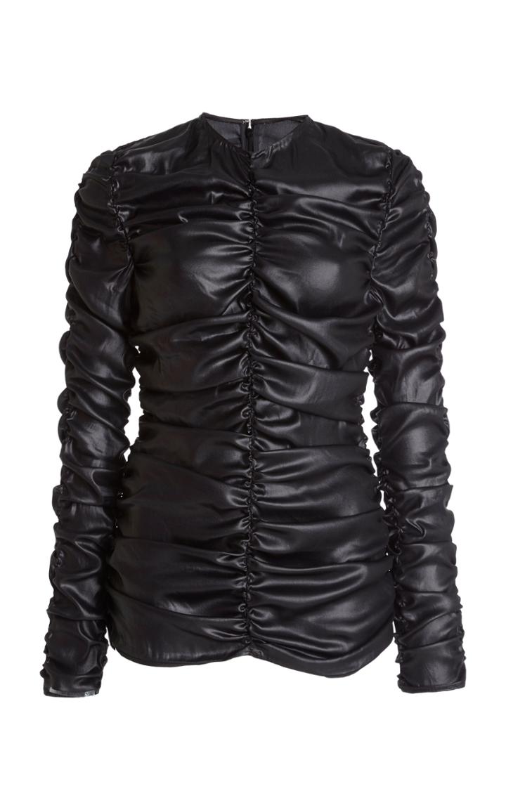 Moda Operandi Huishan Zhang Echo Ruched Faux Leather Top