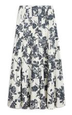 Moda Operandi Brock Collection Sonia Pleated Floral Cotton Midi Skirt