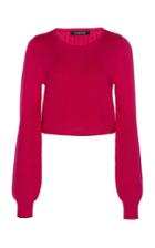 Cushnie Puffed-sleeve Wool-blend Cropped Sweater