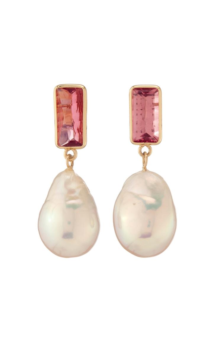 Objet-a Disco 18k Gold, Pearl And Pink Tourmaline Earrings