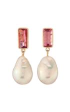 Objet-a Disco 18k Gold, Pearl And Pink Tourmaline Earrings