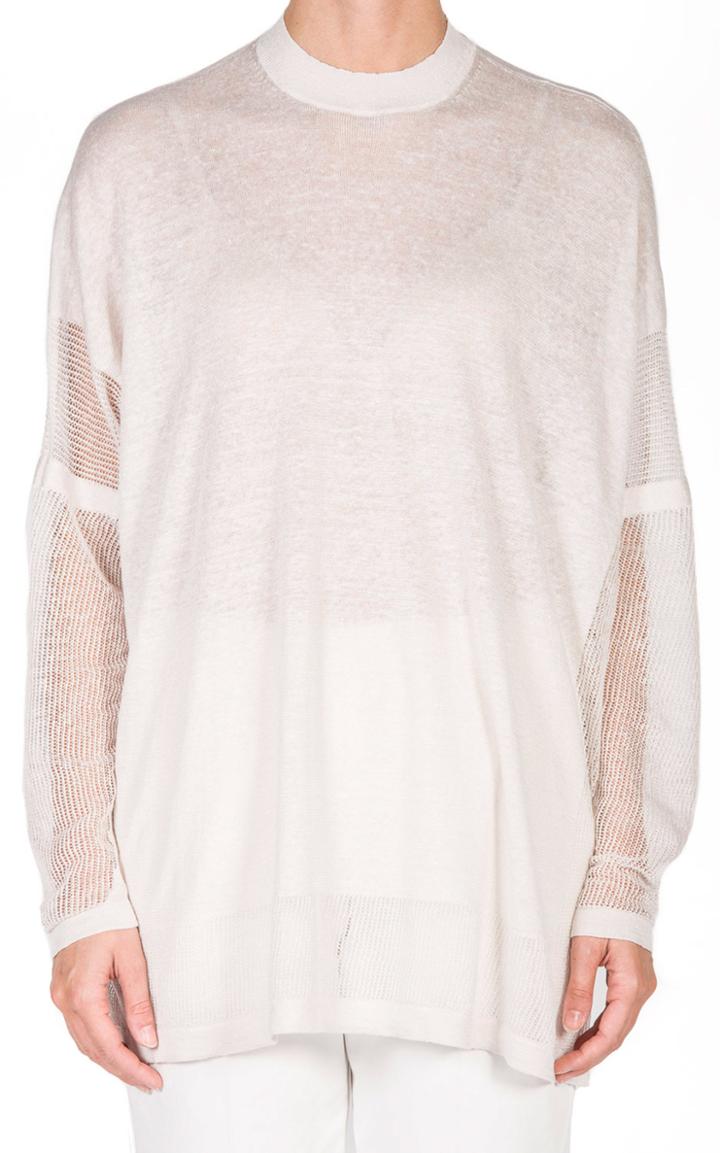 Moda Operandi Agnona Micronet Intarsia Linen-silk Crewneck