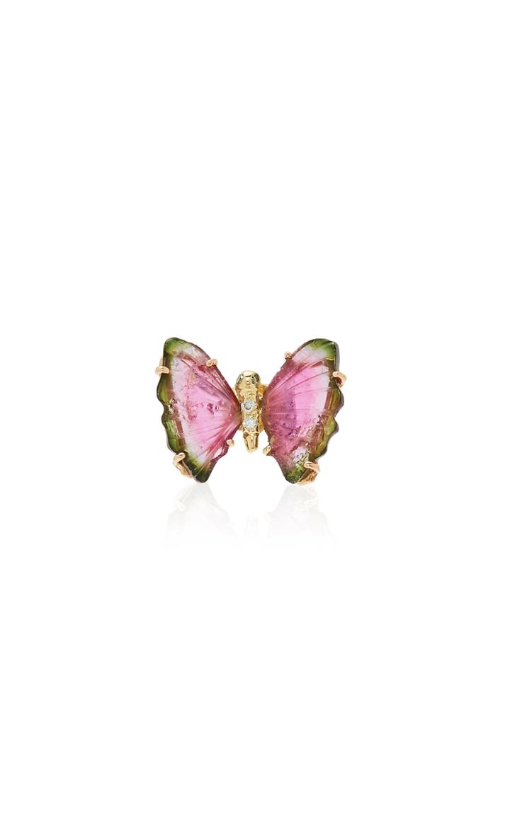 Jacquie Aiche Single Mini Watermelon Tourmaline Butterfly Stud
