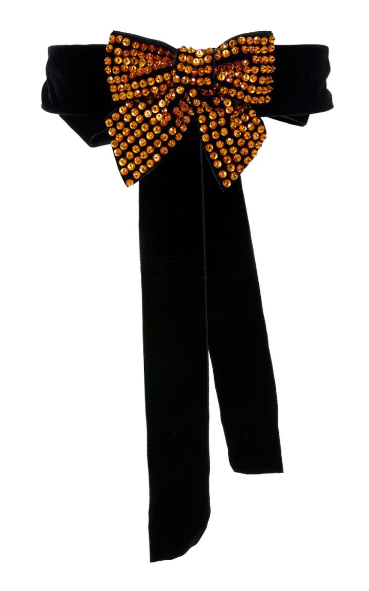 Attico Velvet Belt With Embroidered Bow