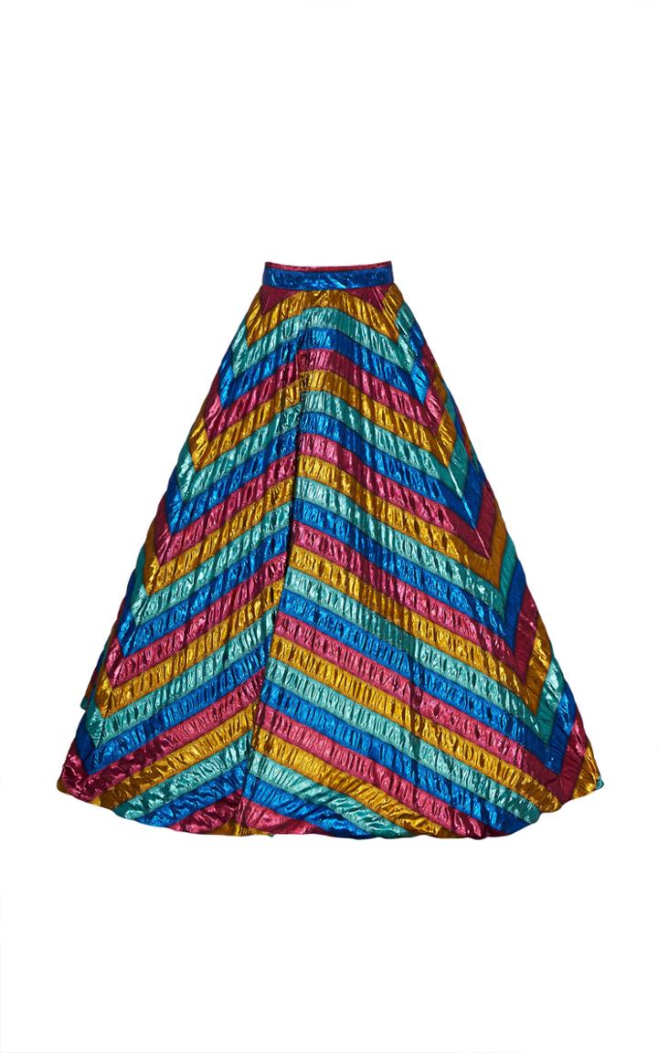 Moda Operandi Christian Siriano Metallic Lam Rainbow Ball Skirt Size: 2