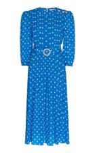 Moda Operandi Alessandra Rich Embellished Belted Polka Dot Silk Dress Size: 36