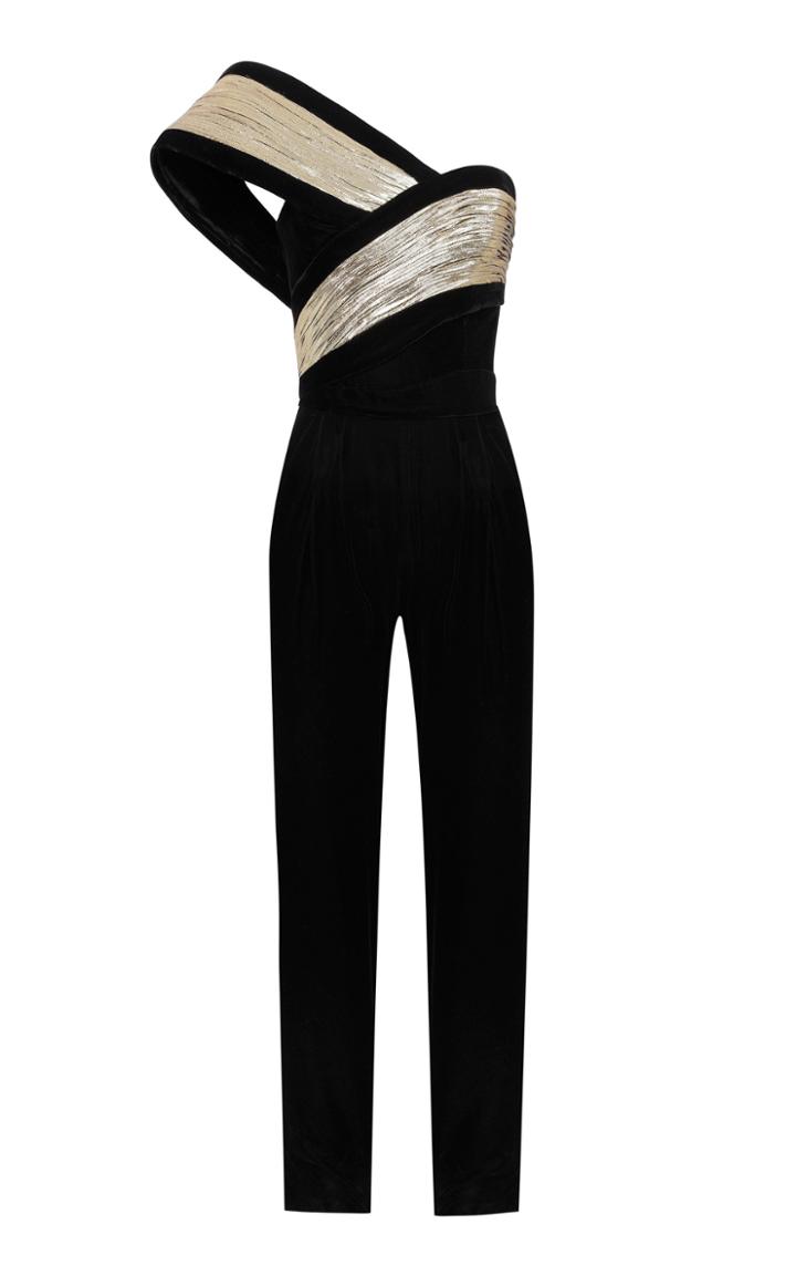 Moda Operandi Raisa Vanessa One-shoulder Velvet Jumpsuit