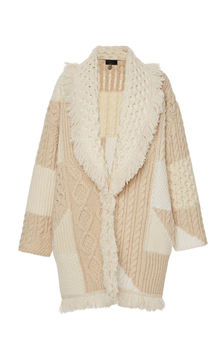 Moda Operandi Alanui Fringed Mixed-knit Wool-cashmere Cardigan