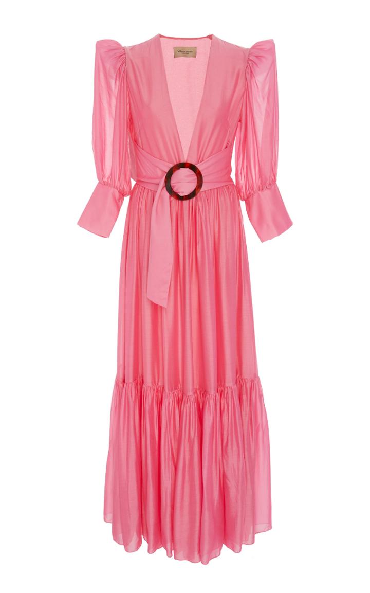 Adriana Degreas Gathered Silk Modal Maxi Dress