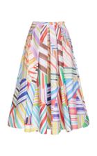 Moda Operandi Rosie Assoulin Pleated Printed Cotton Midi Skirt