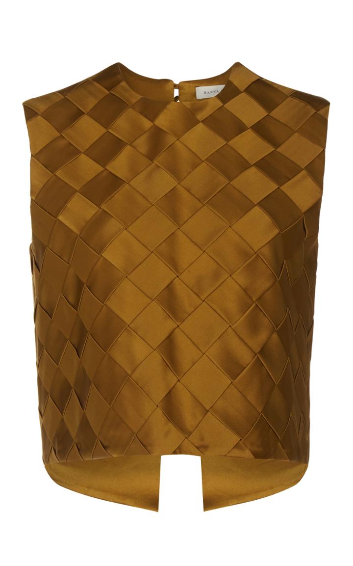 Moda Operandi Hanna Fiedler Leo Woven Silk Satin Open-back Cropped Top