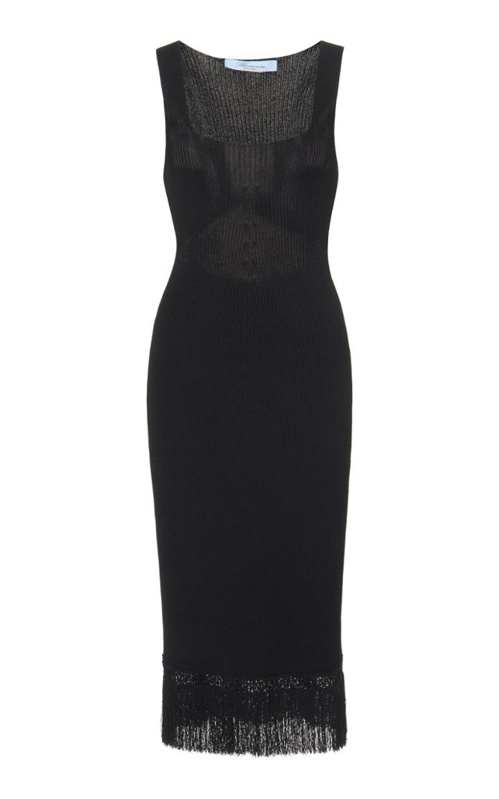 Blumarine Sleeveless Knit Fringe Trim Dress