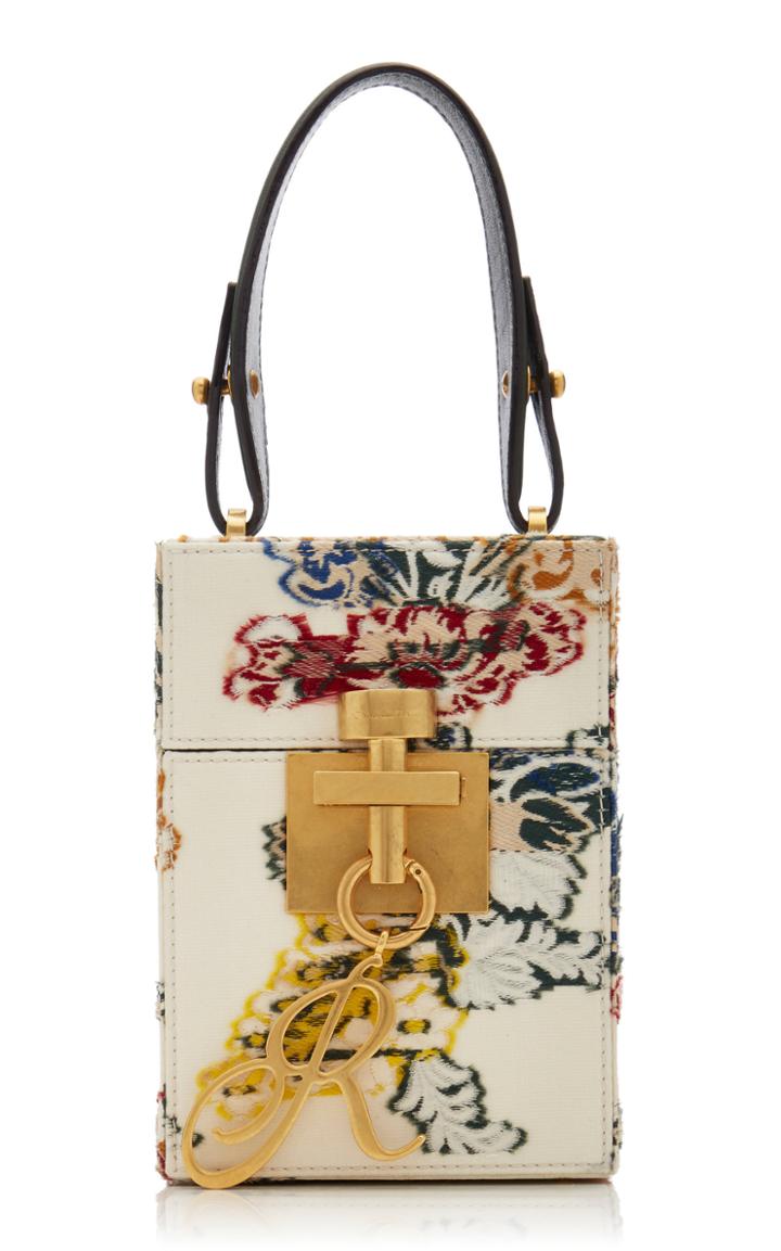 Oscar De La Renta Alibi Box Floral Fil Coupe Top Handle Bag