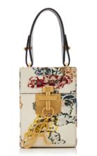 Oscar De La Renta Alibi Box Floral Fil Coupe Top Handle Bag