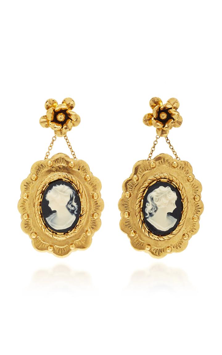 Jennifer Behr Fiorella Framed Portrait Gold Earrings