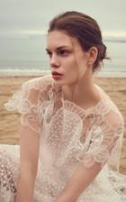 Costarellos Floral Embroidered French Tulle Crop Top With Silk Gossamer Lace Trim